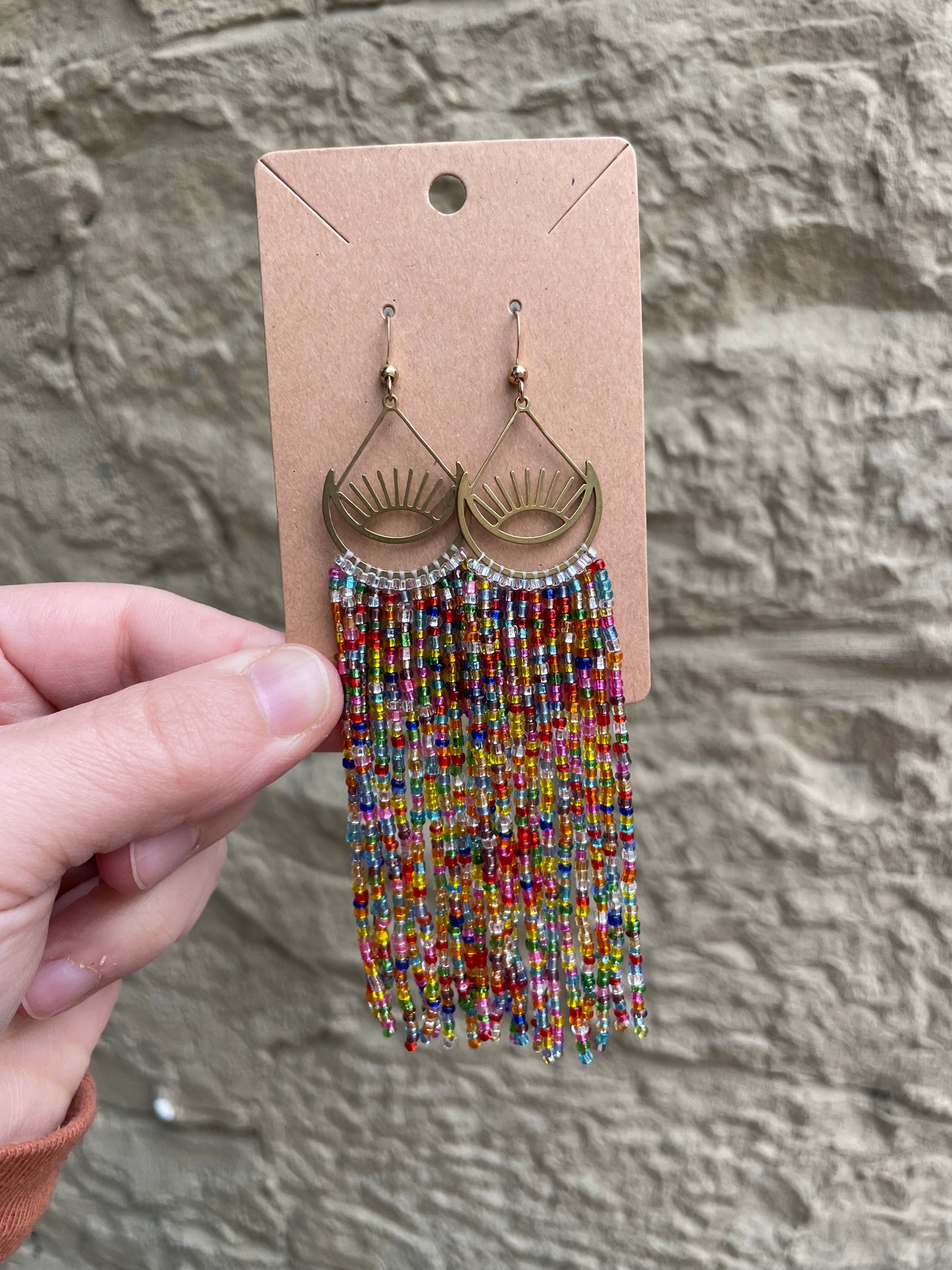 Sun and Moon Fringe Earrings