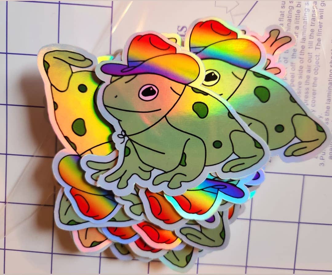 Rainbow Cowboy Frog Sticker