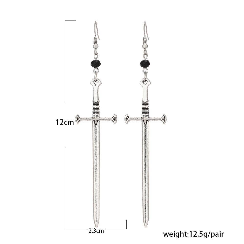 Sword Long Dangle Earrings
