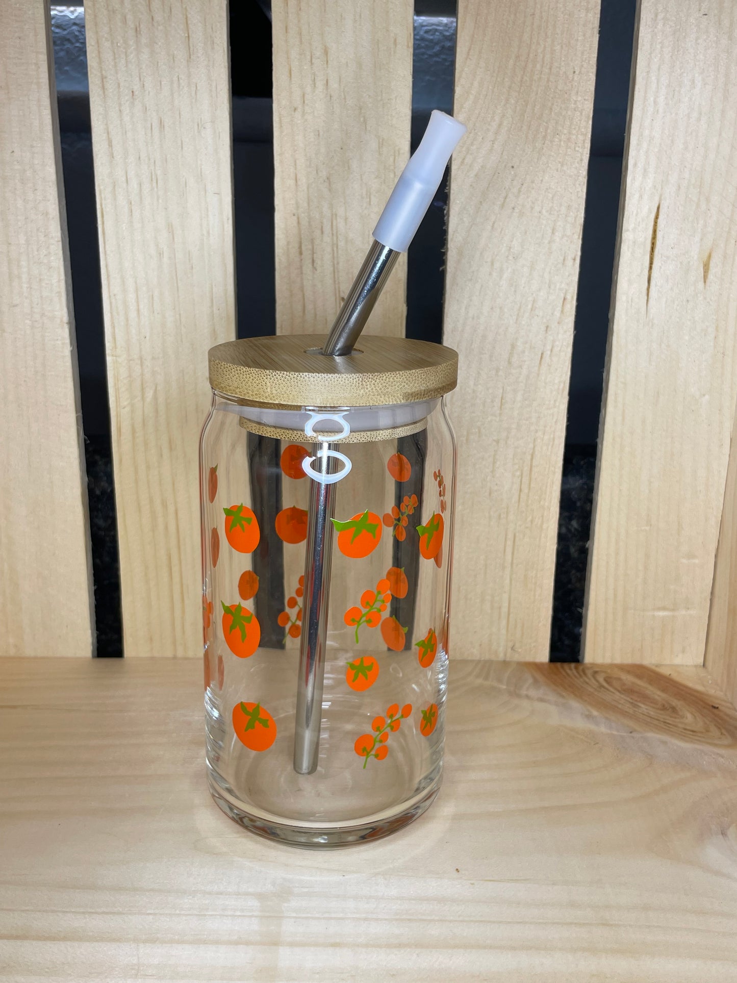 Tomato Gold Rimmed Soda Can Glass