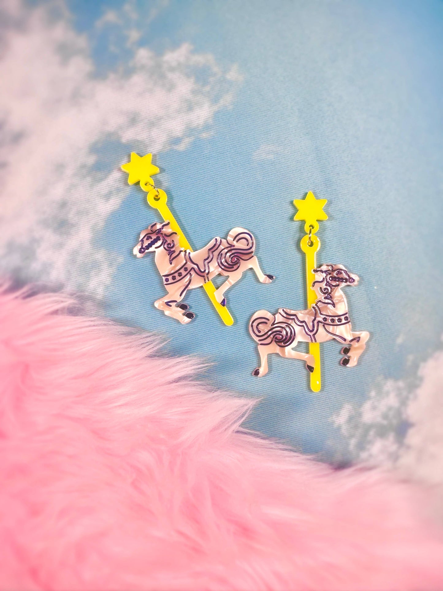Carousel Horse Pink Pony Earrings