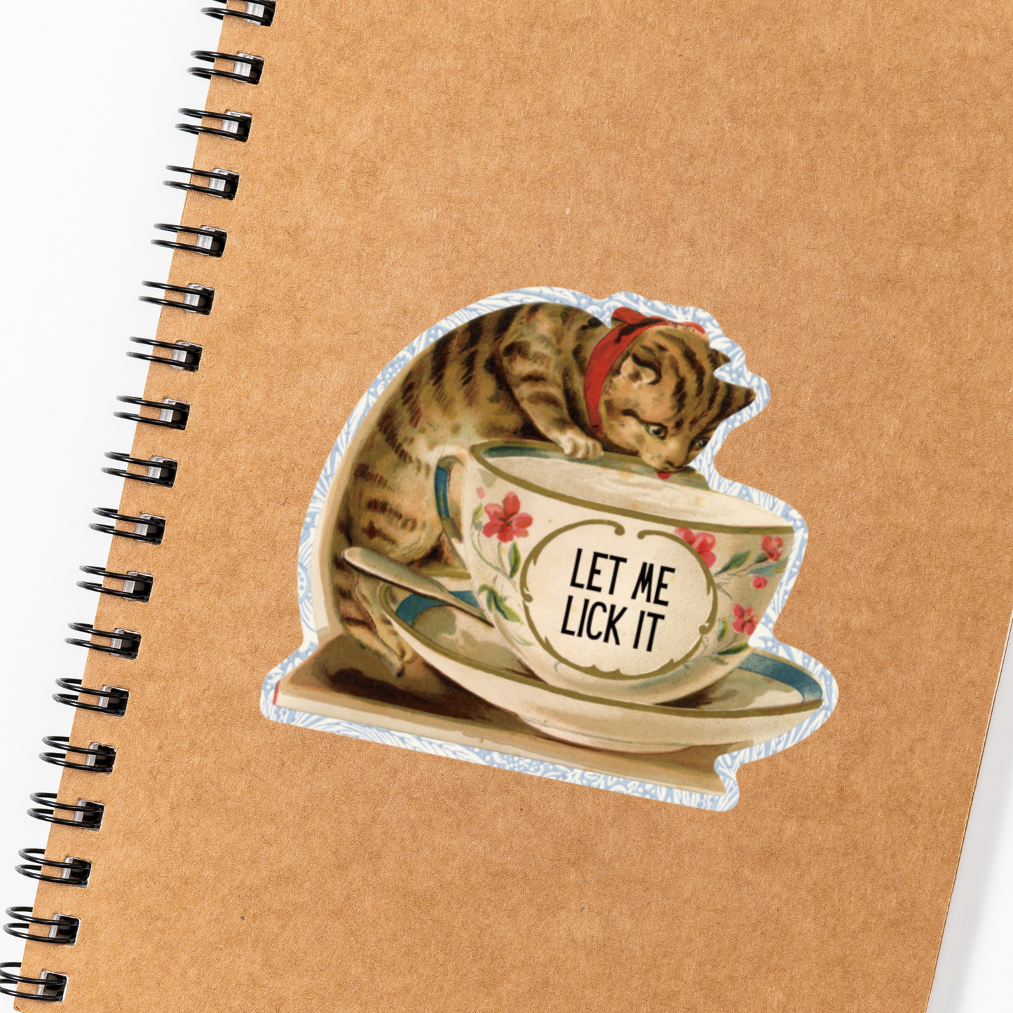 Let Me Lick It Vintage Cat Sticker
