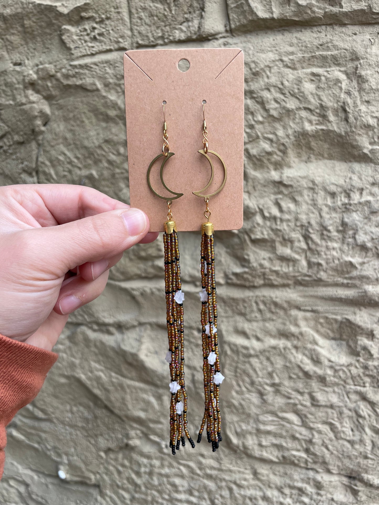 Moon and Stars Fringe Earrings