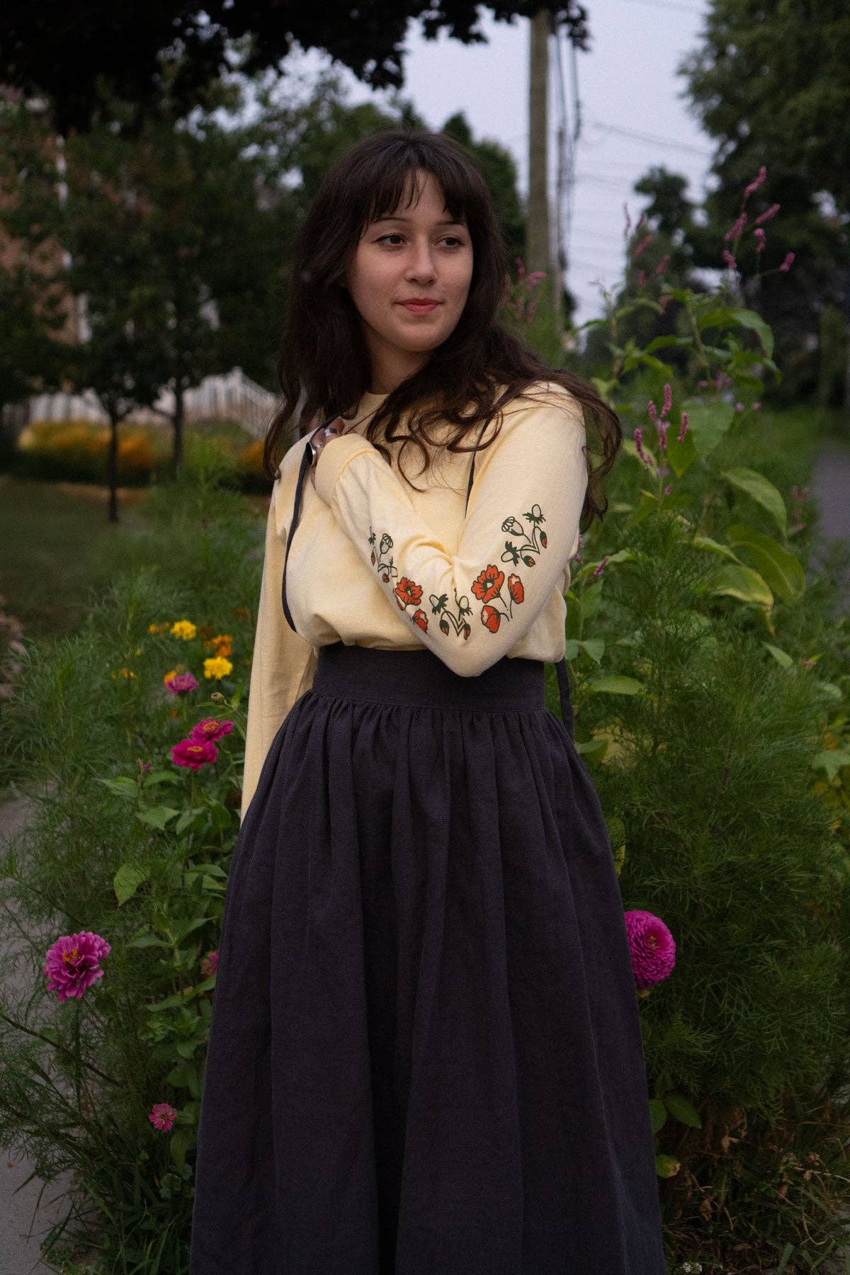 Poppy Pattern Long Sleeve Tee