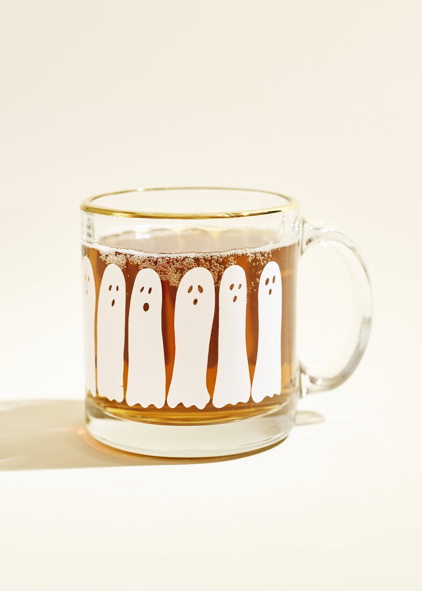 Boo Ghost Glass Gold Rimmed Coffee Mug
