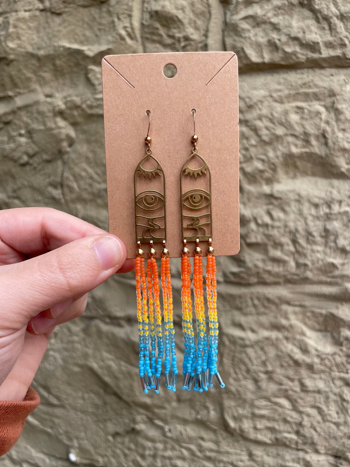 Sunset Eyes Earrings (Orange/Yellow/Blue)
