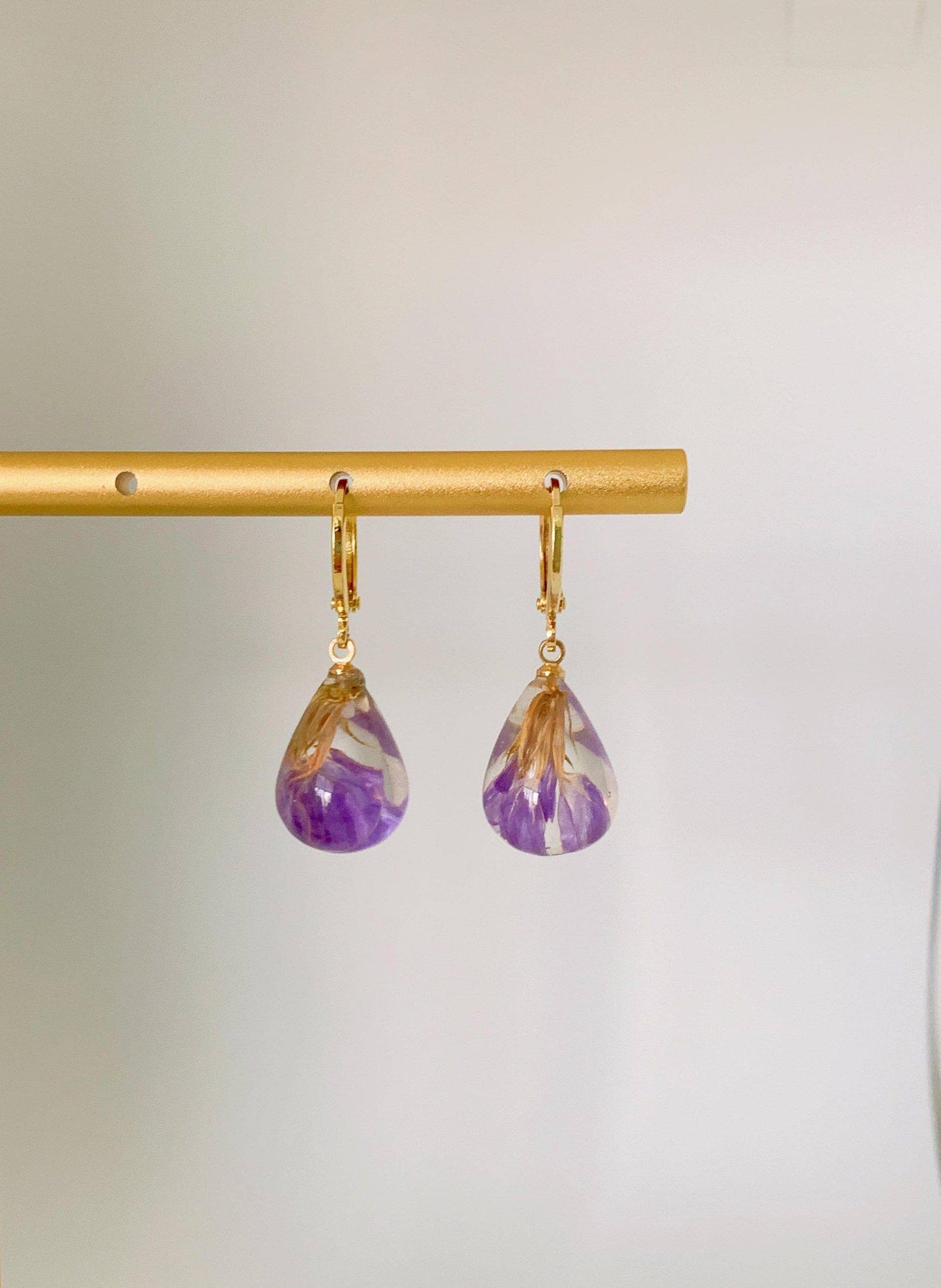 Preserved Purple Floral Earrings