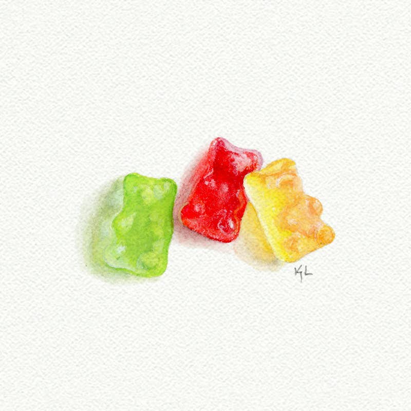 Gummy Bears Mini Watercolor Art Print