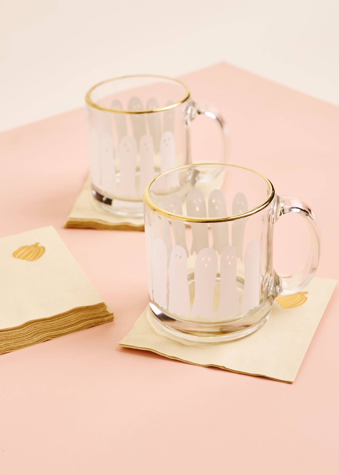 Boo Ghost Glass Gold Rimmed Coffee Mug