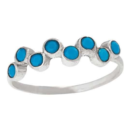 Stippled Turquoise Sterling Silver Ring