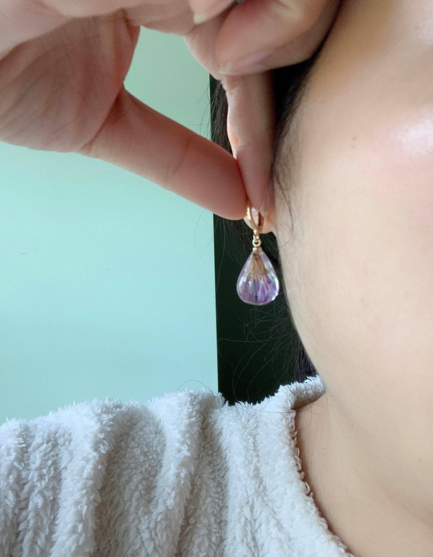 Preserved Purple Floral Earrings