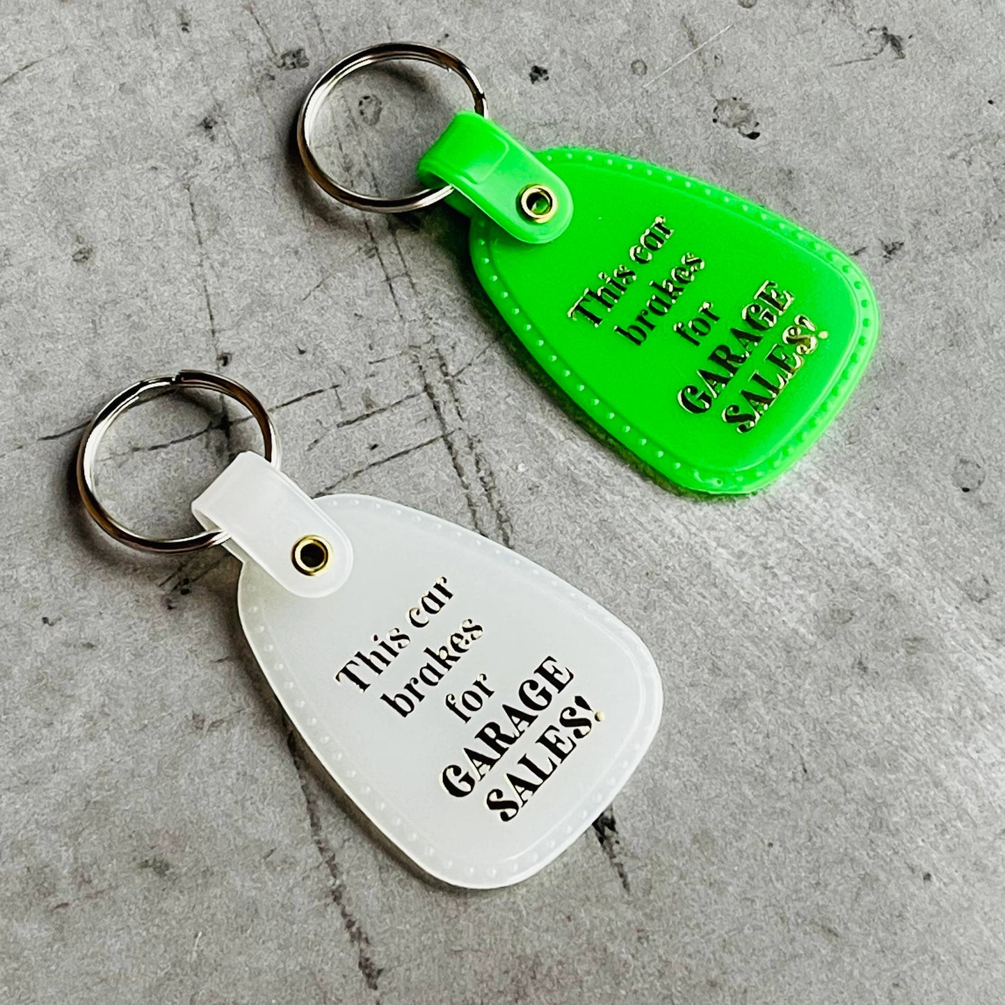 This Car Brakes for Garage Sales Keychain