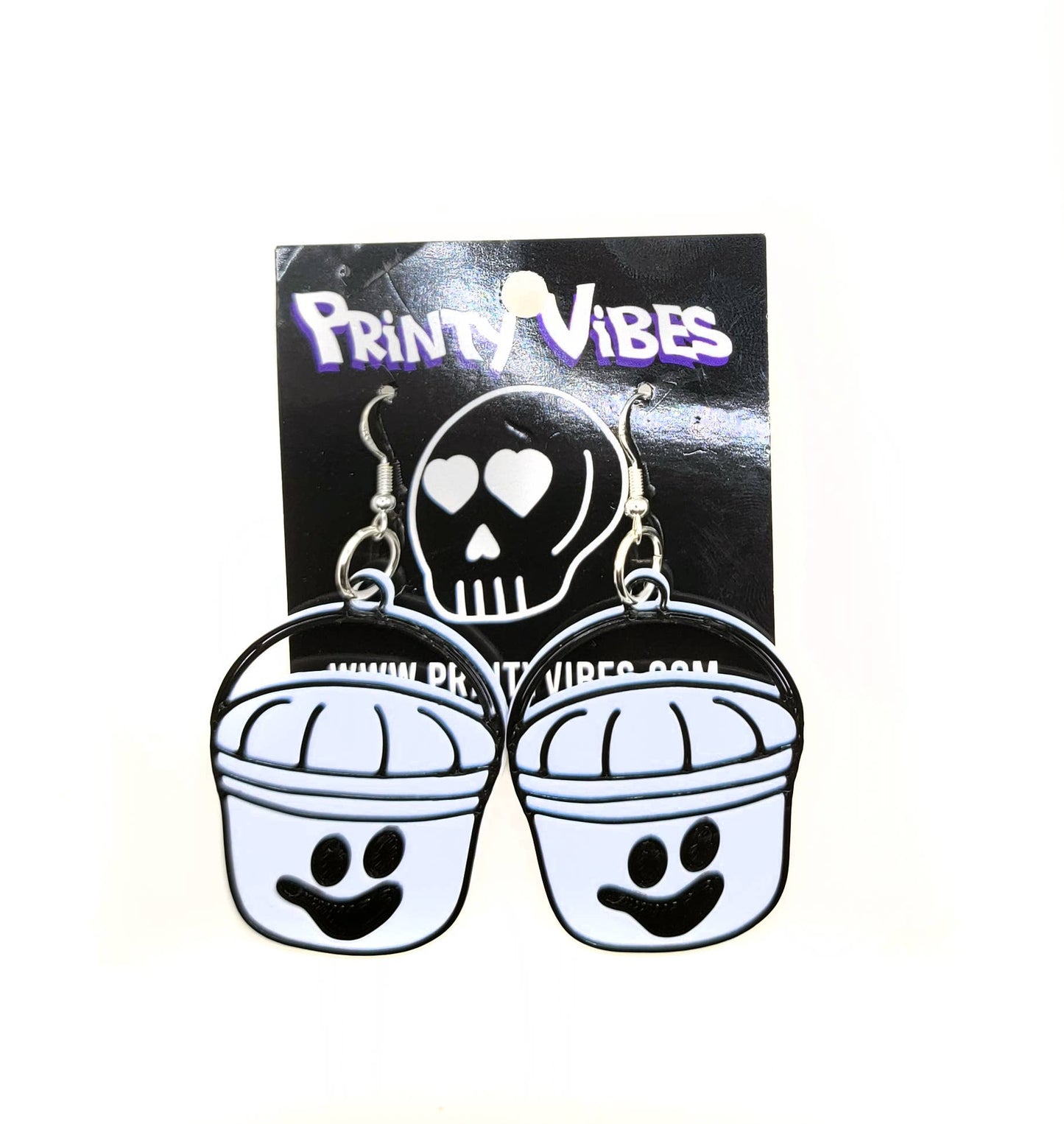 Ghost Halloween Bucket Statement Earrings