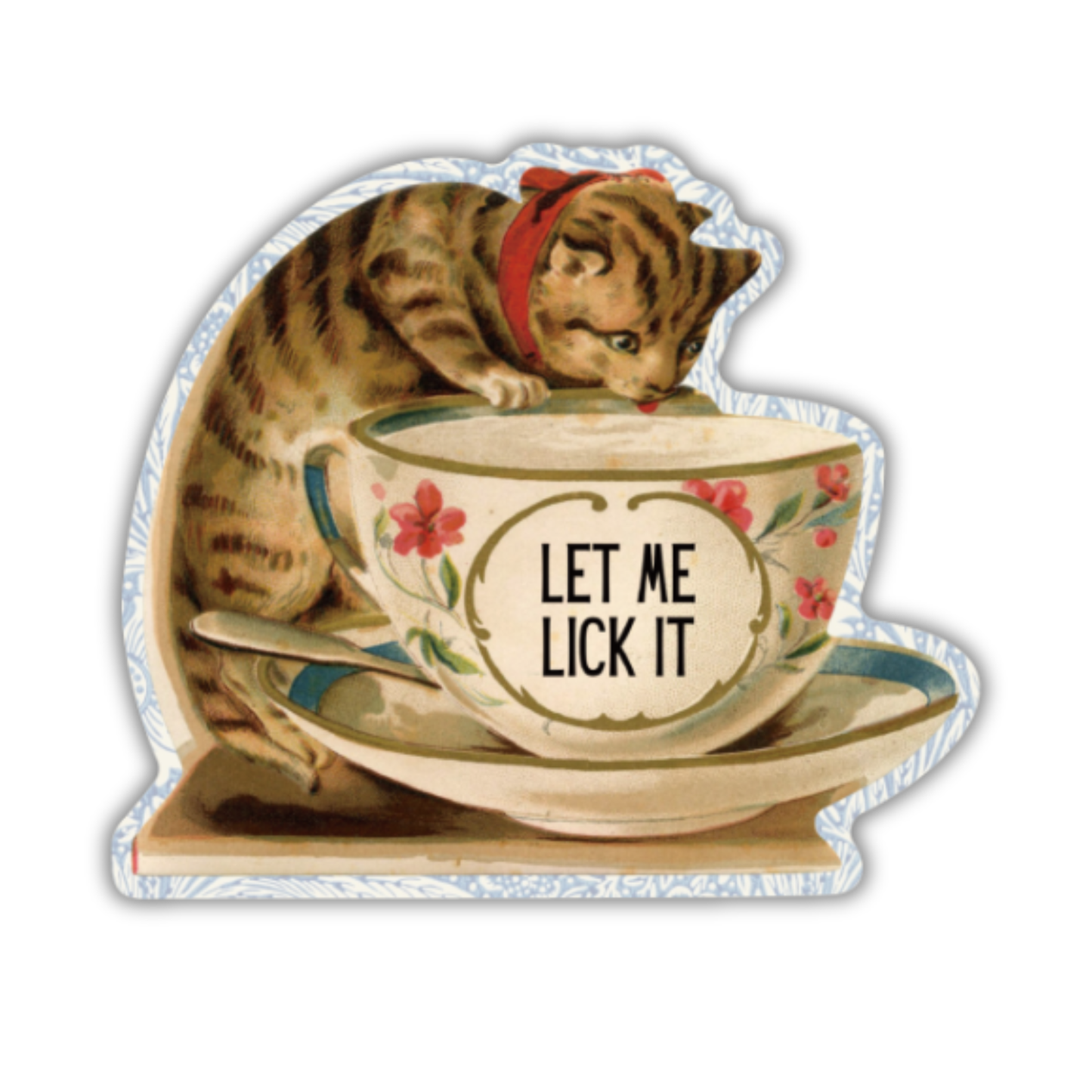 Let Me Lick It Vintage Cat Sticker