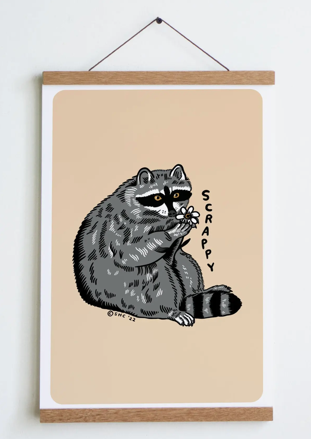 Scrappy Raccoon Print