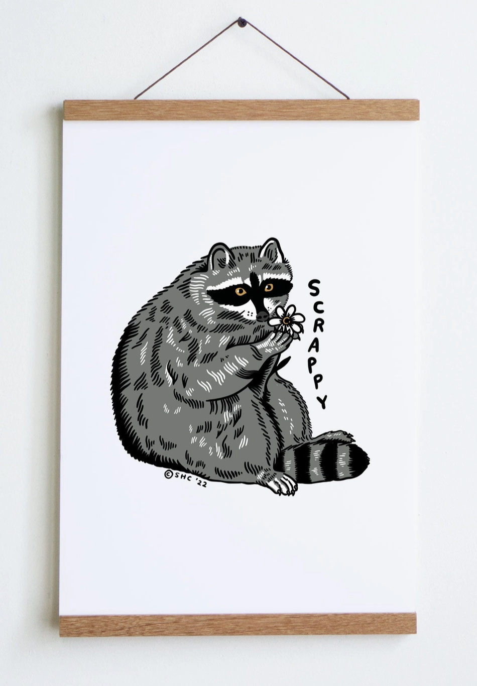 Scrappy Raccoon Print