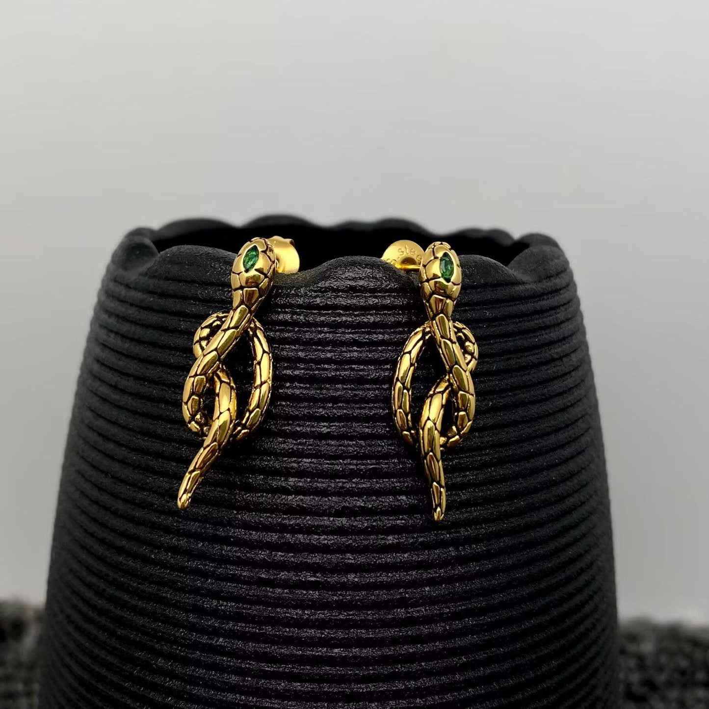 Green Jewel Snake Post Earrings