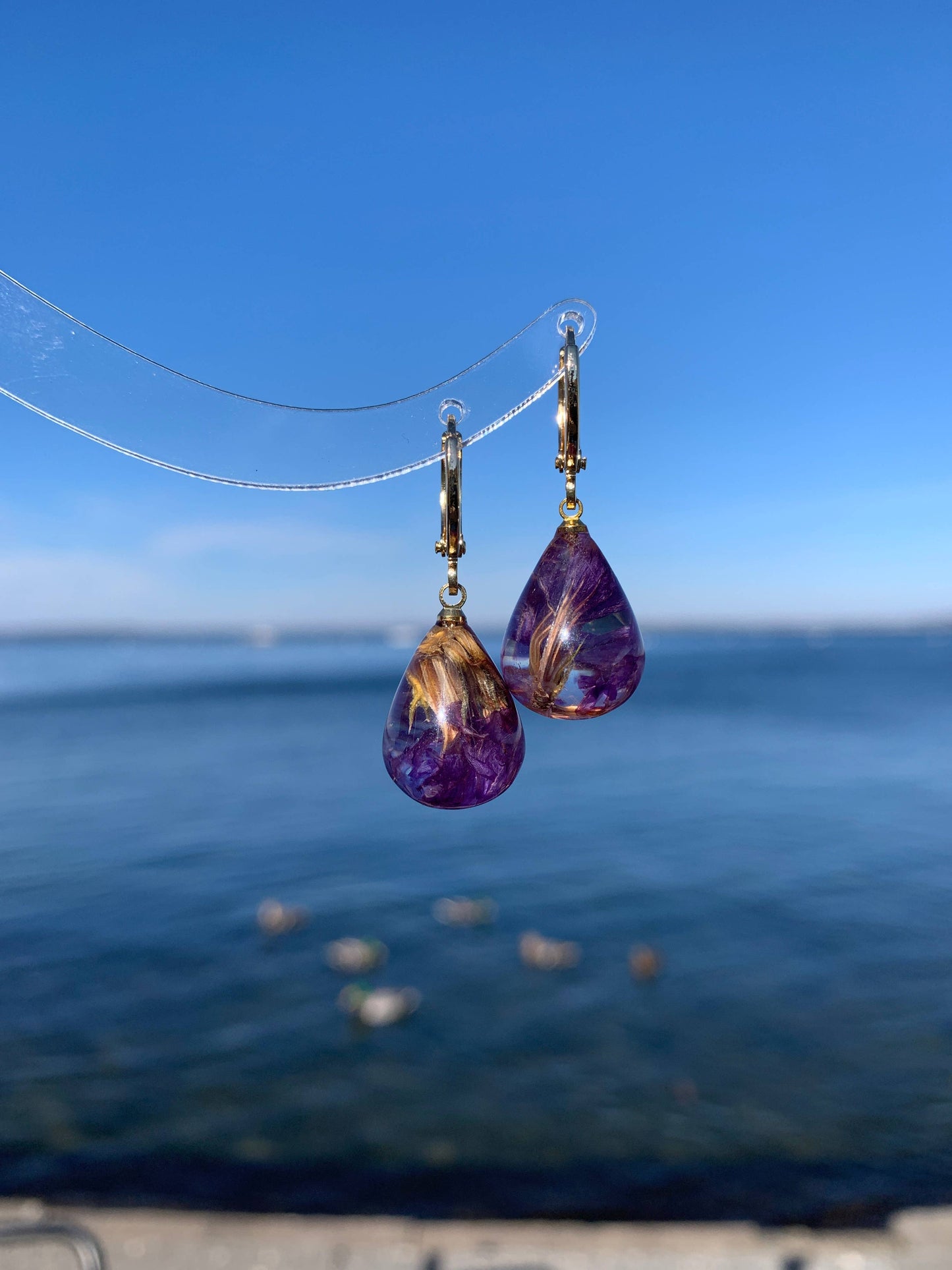 Preserved Purple Floral Earrings
