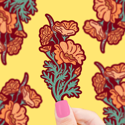 Orange Poppy Sticker
