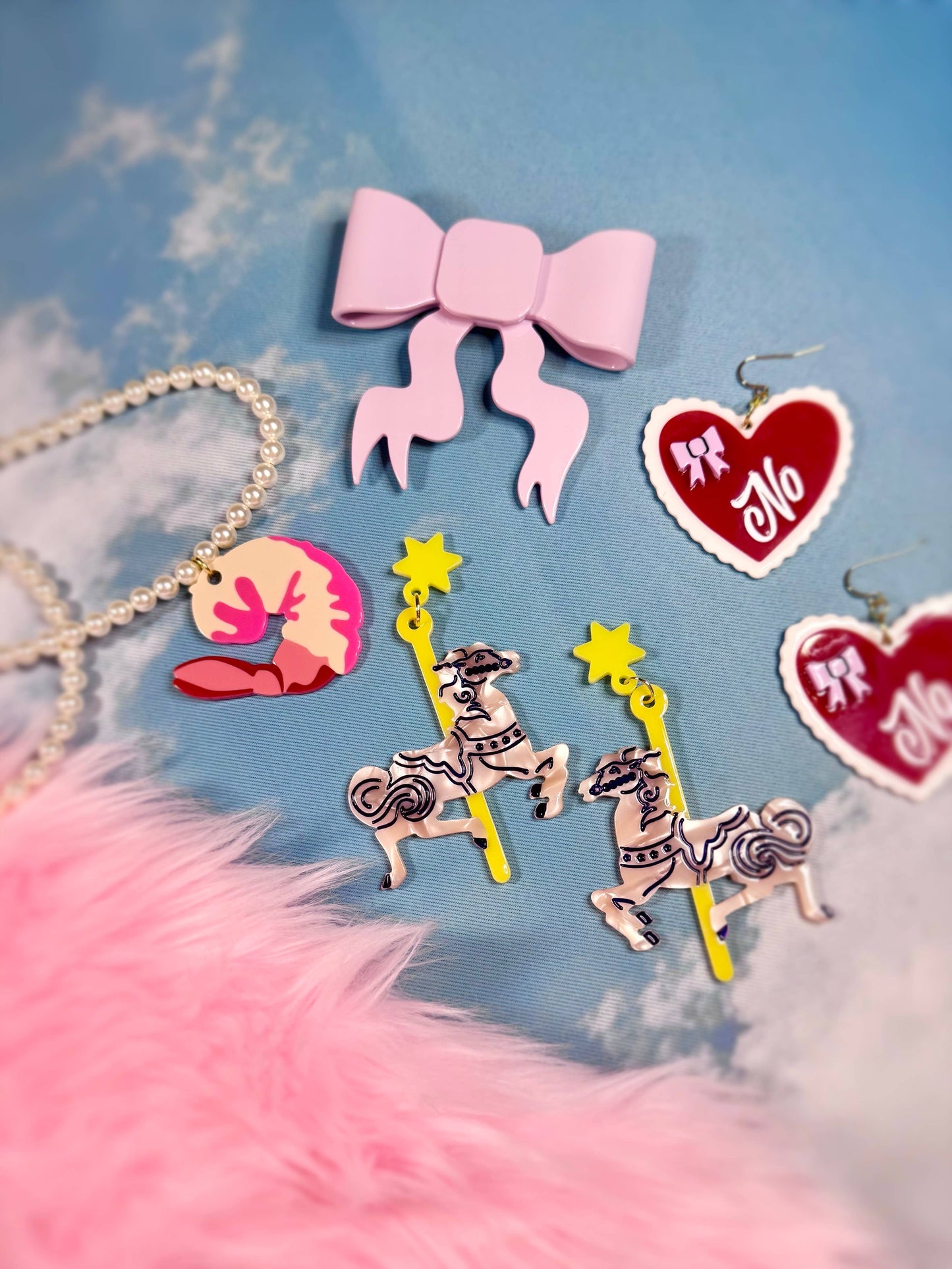 Carousel Horse Pink Pony Earrings
