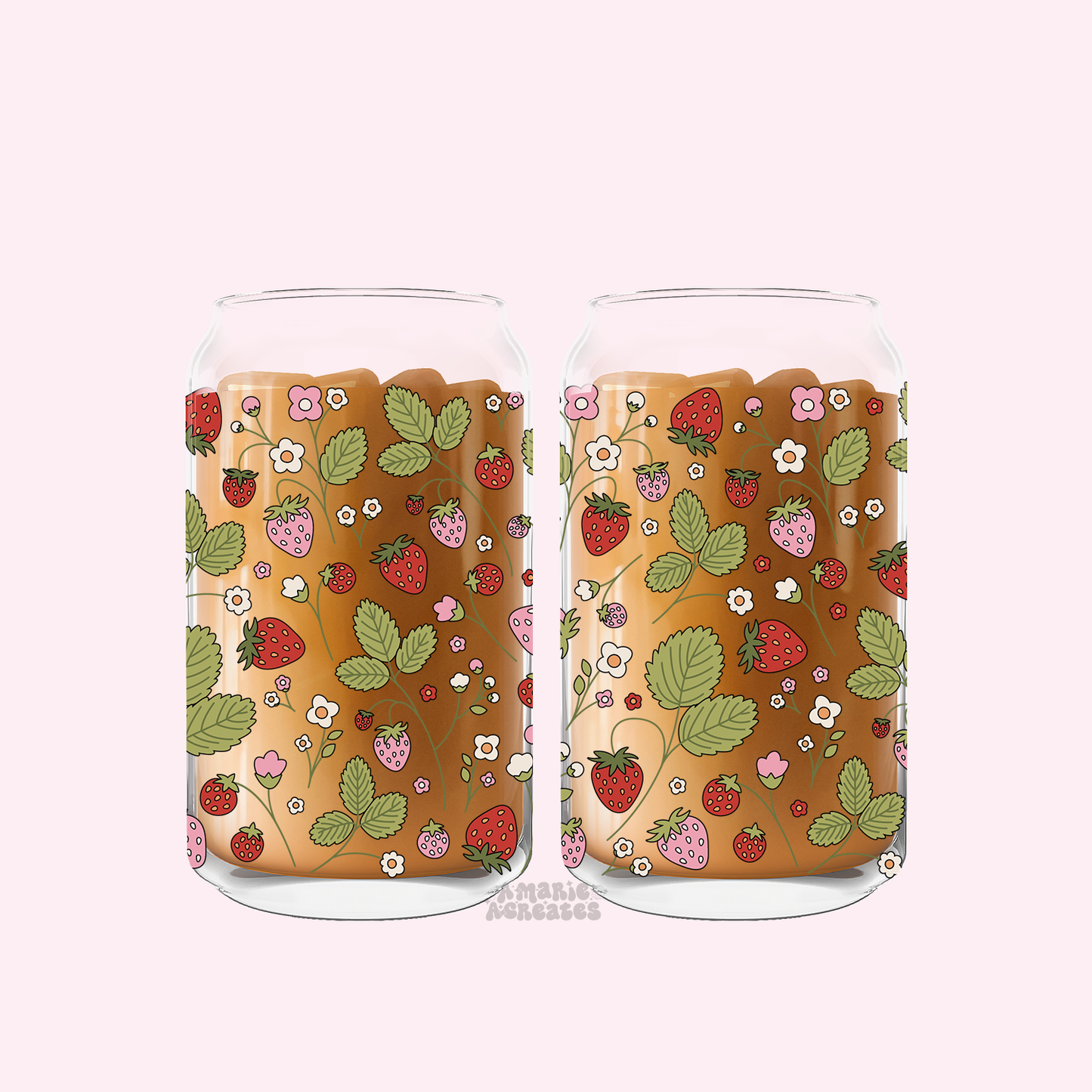Strawberry Garden Can Glass
