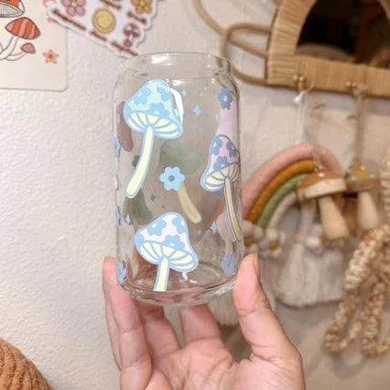Retro Floral Mushy Can Glass