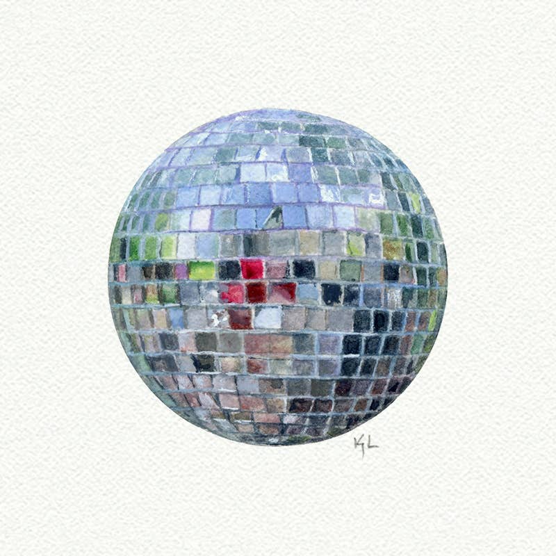 Disco Ball Mini Watercolor Art Print