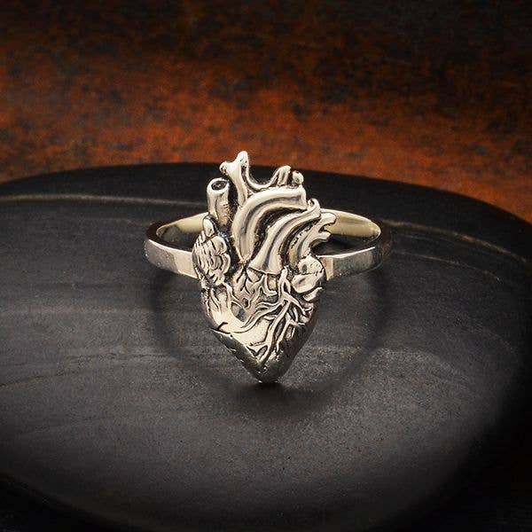 Anatomical Heart Sterling Silver Ring