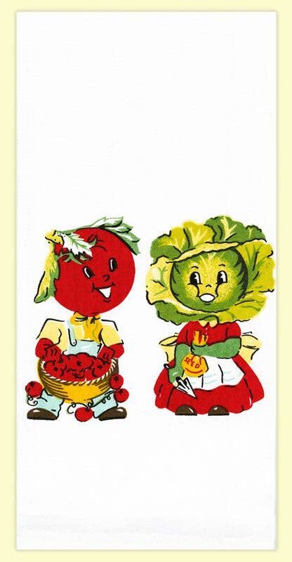Veggies Retro Flour Sack Kitchen Towel