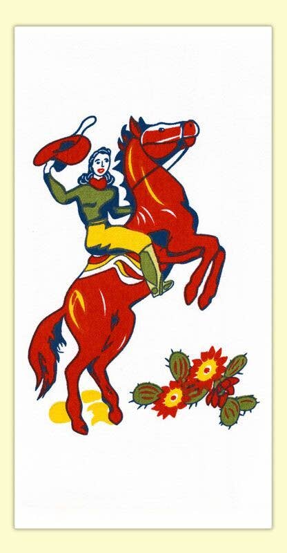 Cowgirl Callie Retro Flour Sack Kitchen Towel