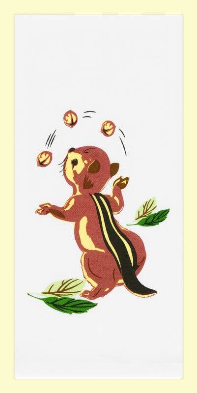 Chippy Chipmunk Retro Flour Sack Kitchen Towel