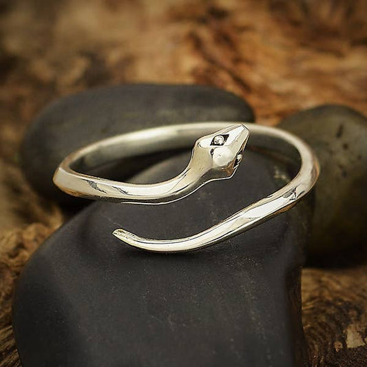 Simple Snake Adjustable Sterling Silver Ring