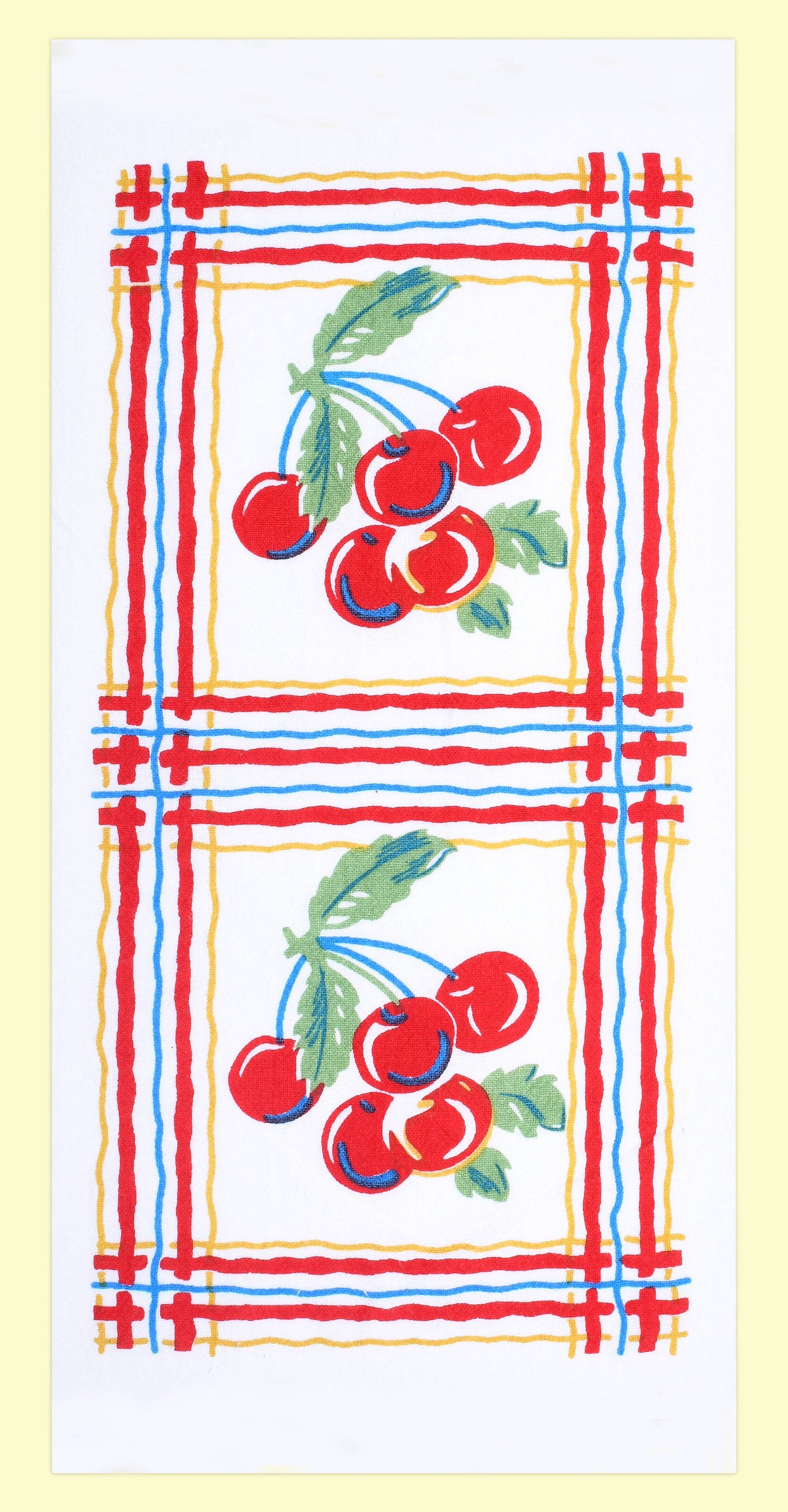 Sweet Cherries Retro Flour Sack Kitchen Towel