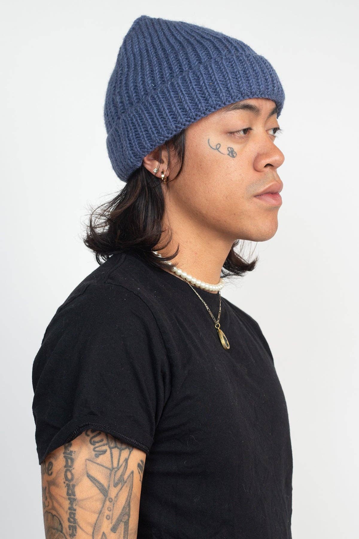 Blue Wool Fisherman's Beanie