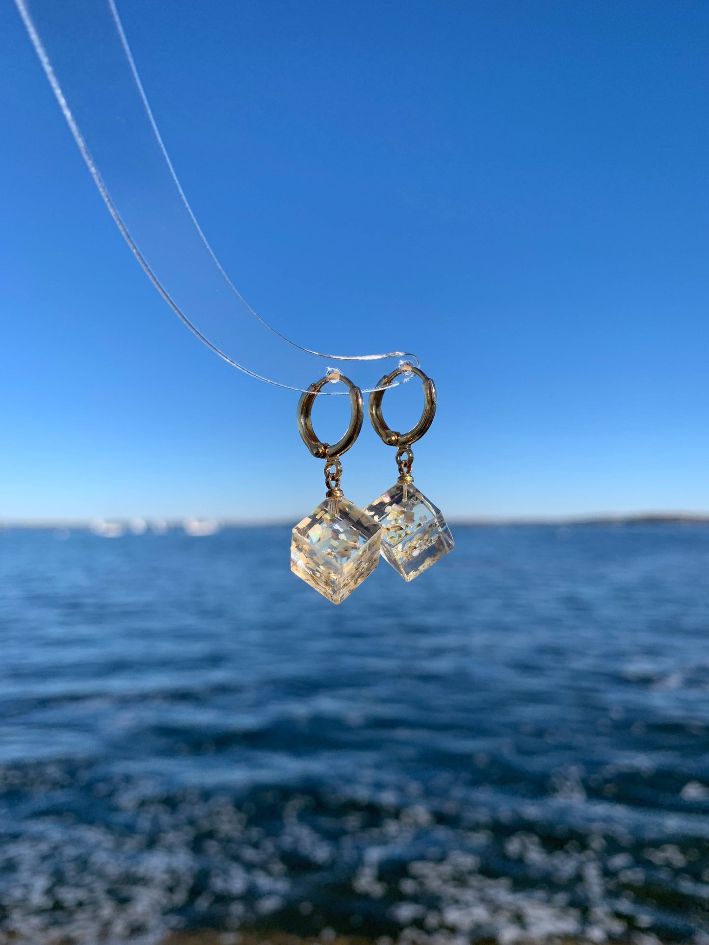 Preserved Dandelion Cube Earrings