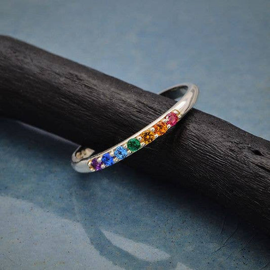 Rainbow Gems Sterling Silver Stacking Ring