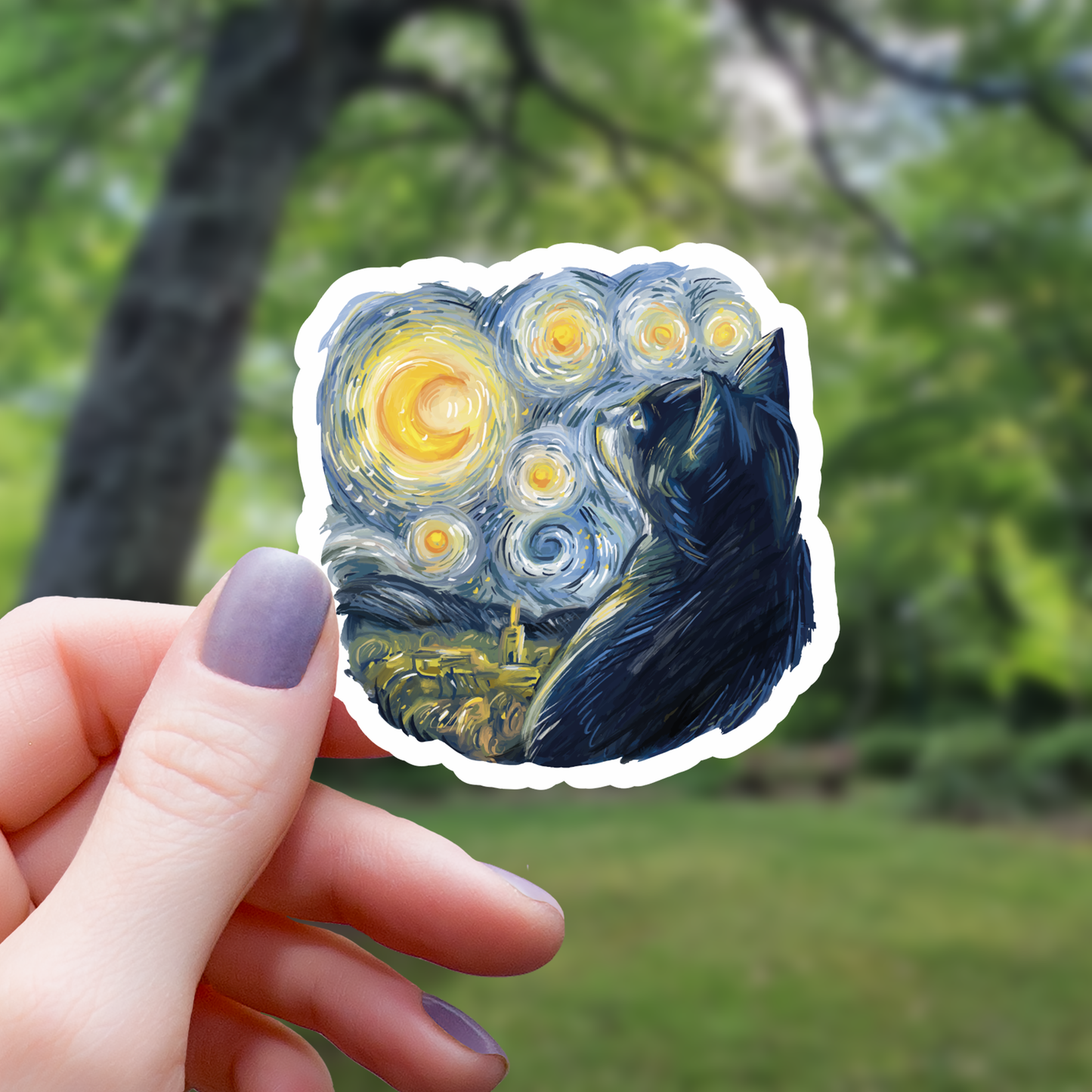 Van Gogh Style Cat Sticker