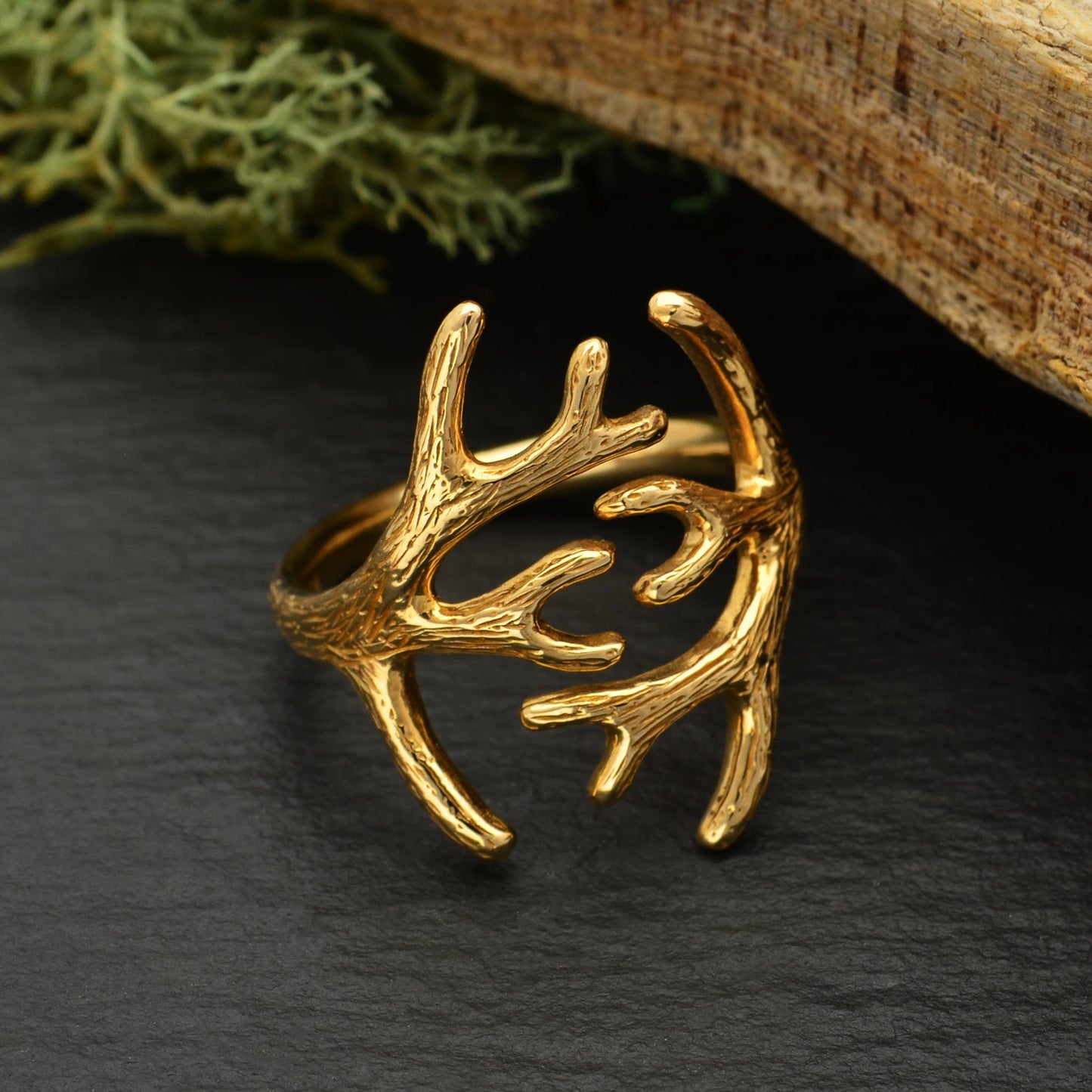Antler Adjustable Bronze Ring