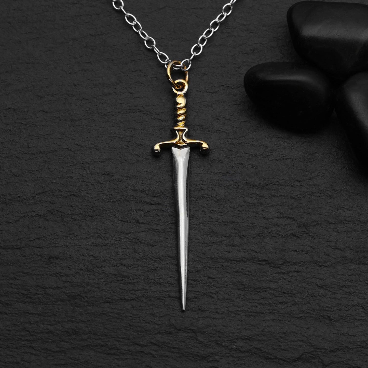 Sword Necklace - Sterling Silver with Bronze Handle