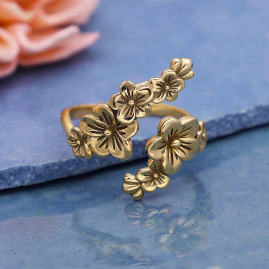 Cherry Blossoms Adjustable Bronze Ring