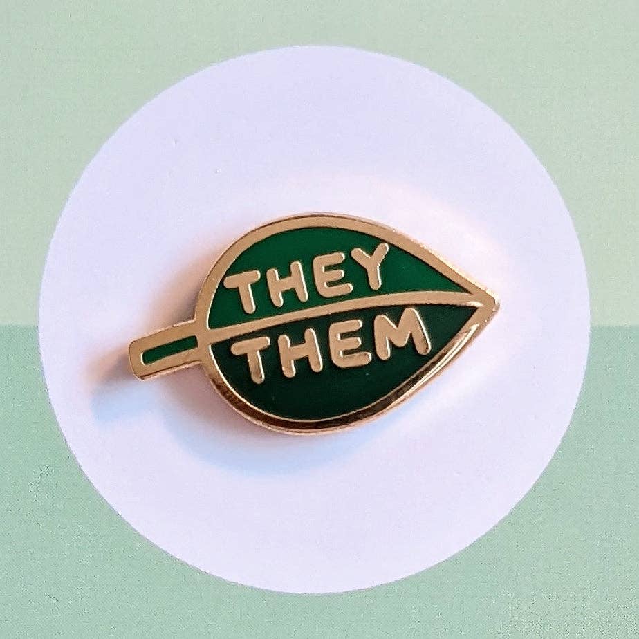 Pronoun Leaf Pin - they/them