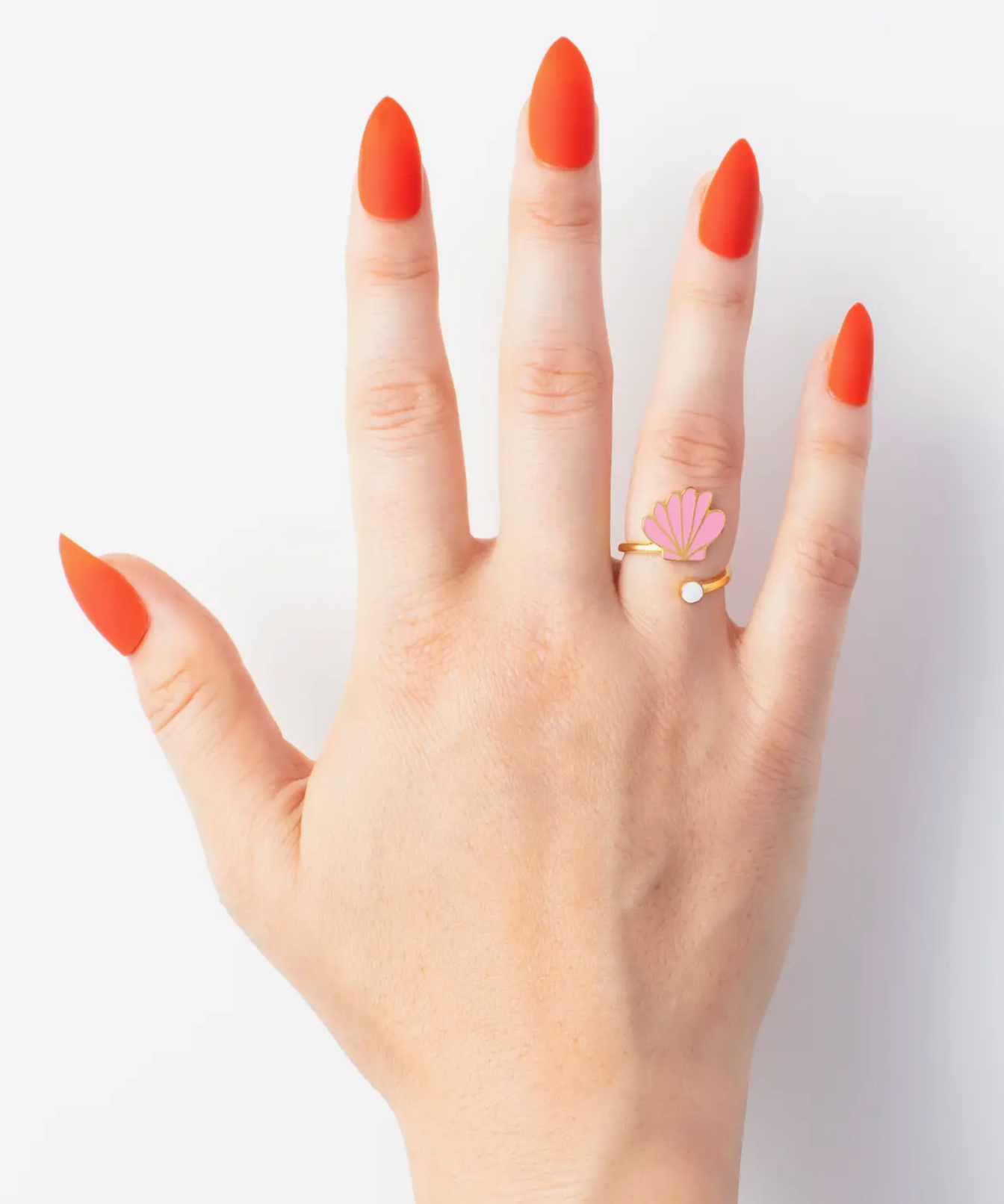 Seashell & Pearl Adjustable Ring
