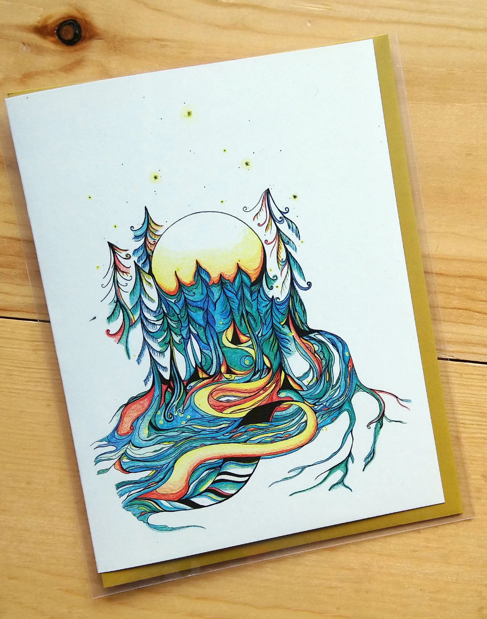 Under a Full Moon Print Greeting Card