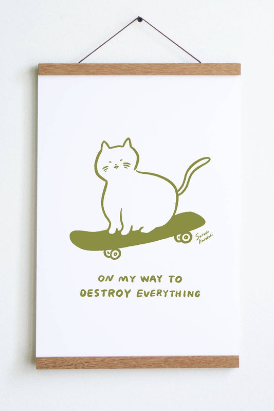 Skate Cat Print