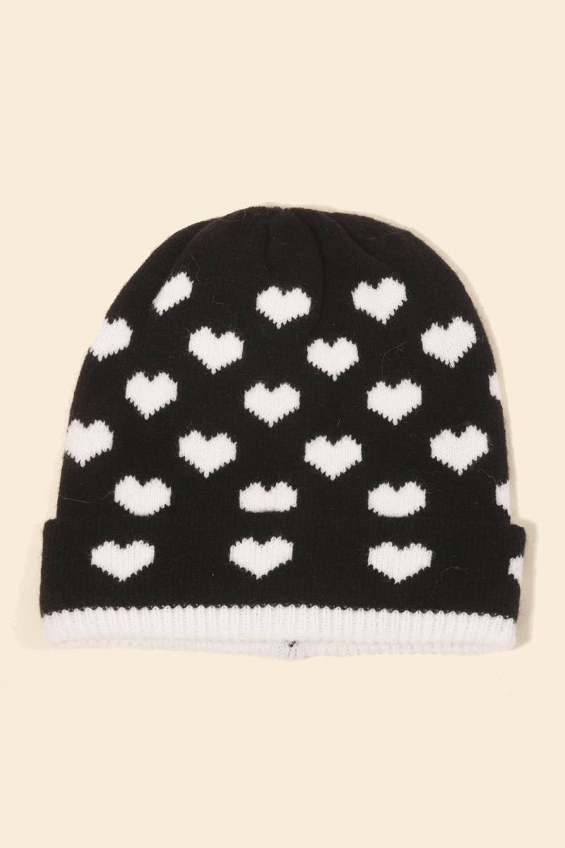 Heart Print Beanie