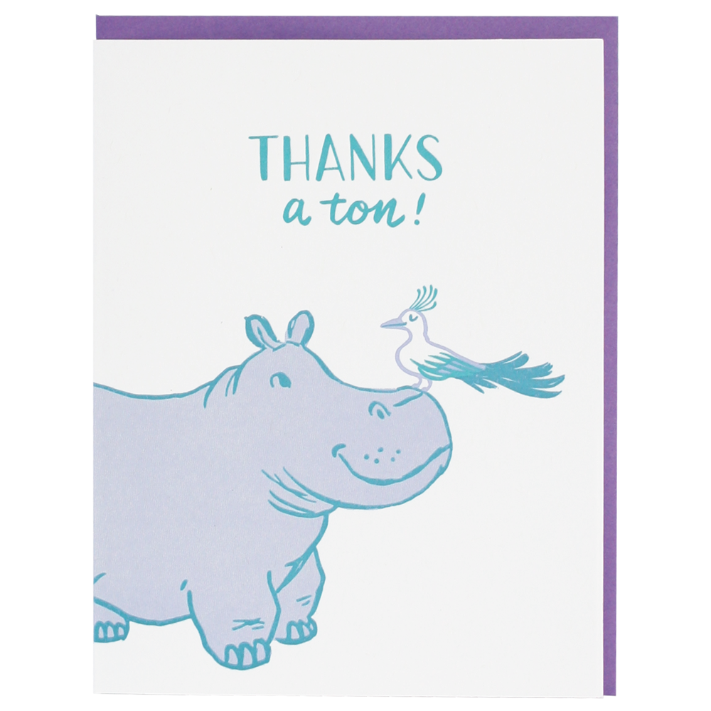 Hippo Thanks A Ton Card
