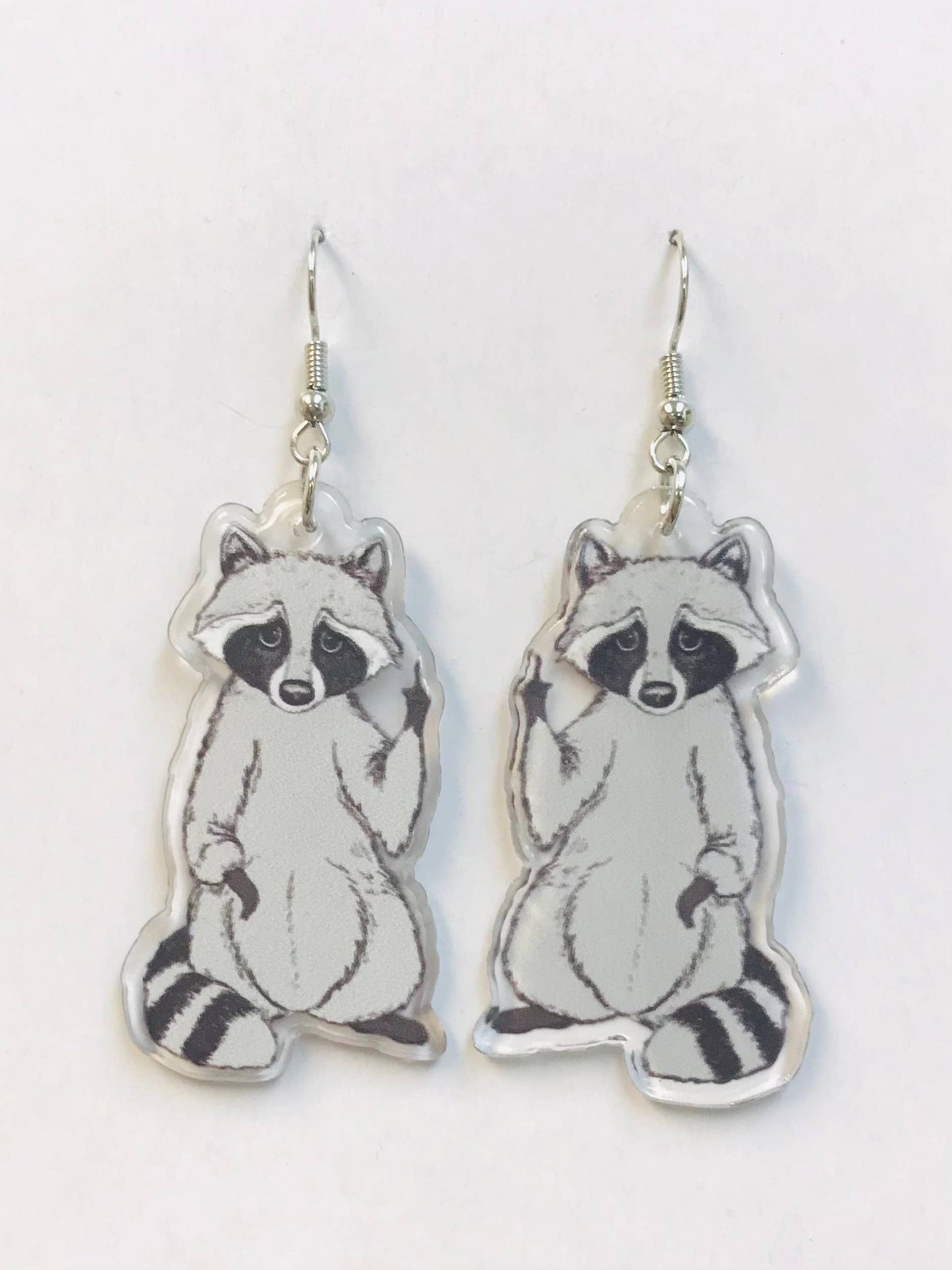 Raccoon Middle Finger Earrings