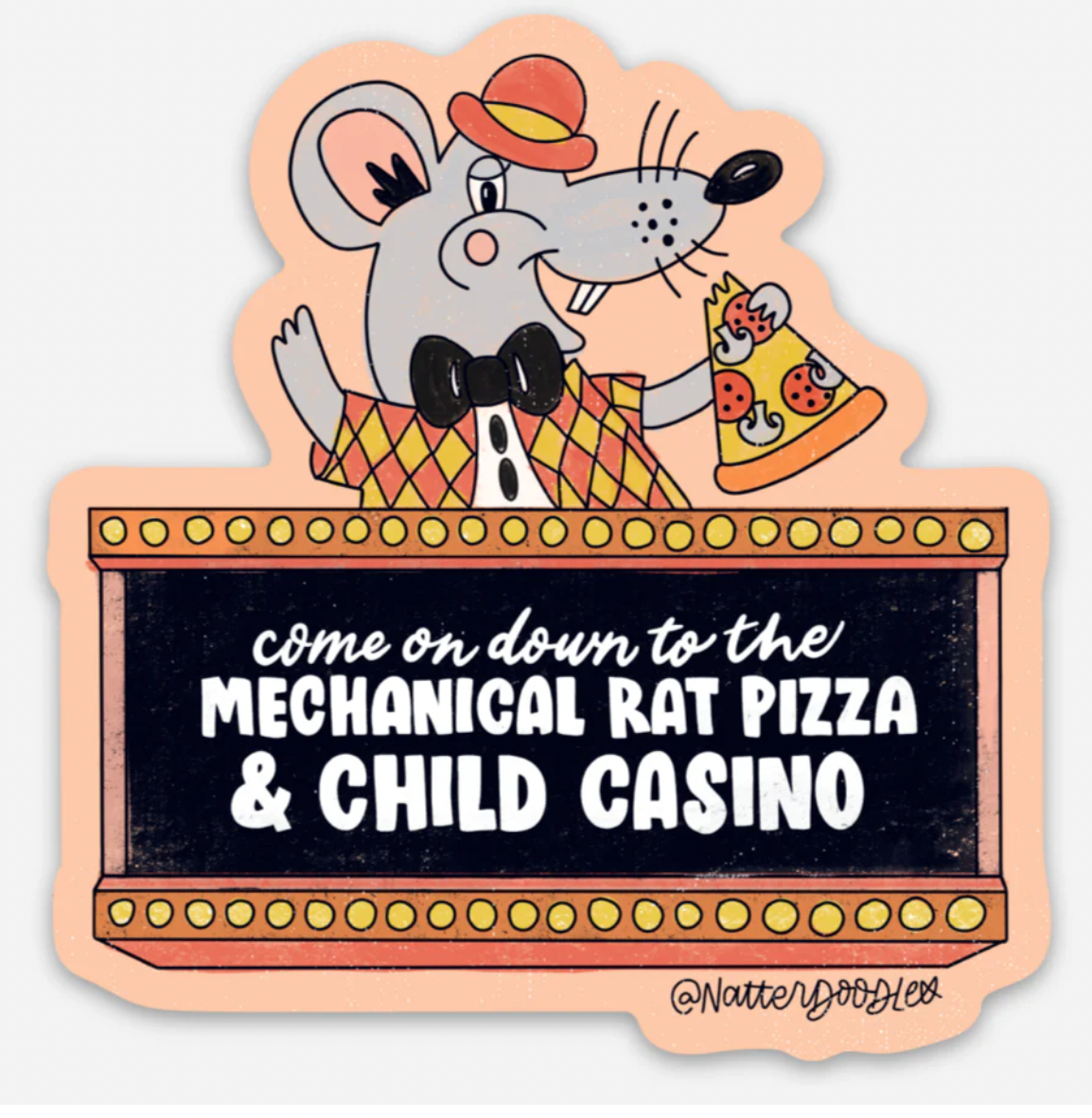 Mechanical Rat Pizza & Child Casino Sticker