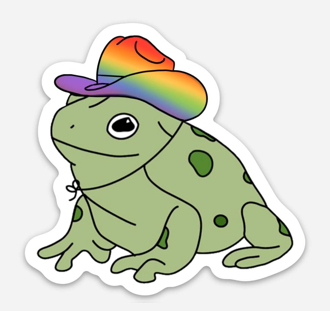 Rainbow Cowboy Frog Sticker