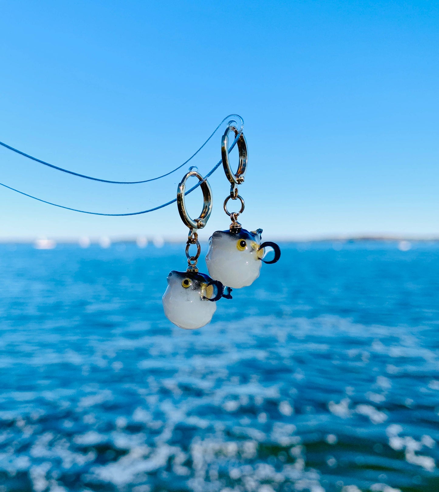 Pufferfish Huggie Earrings